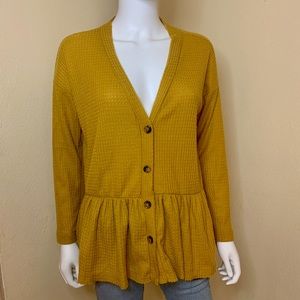 The Moon peplum waffle top